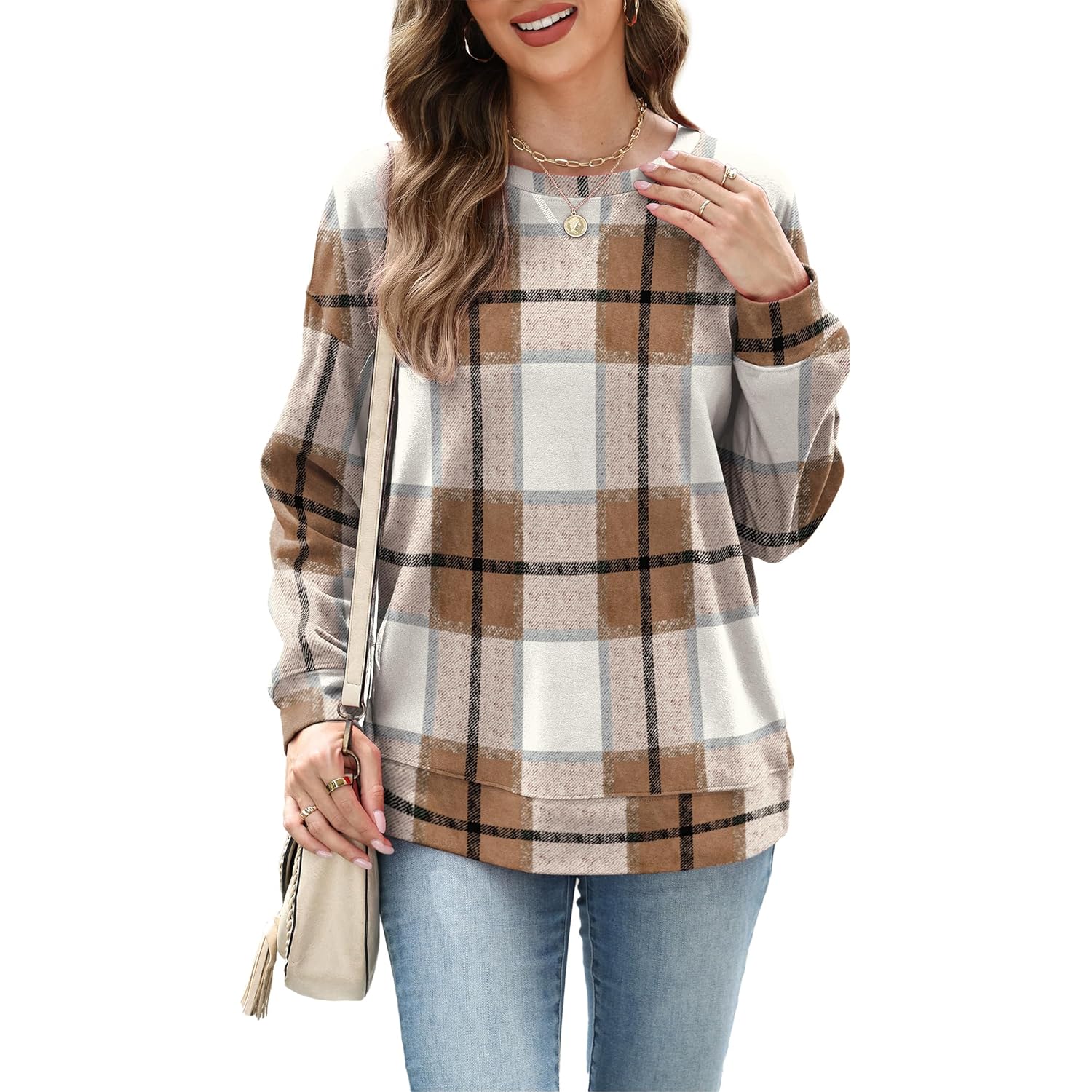 RUMIA Dames Crew Neck sweatshirt Loose pullover Long - Image 3