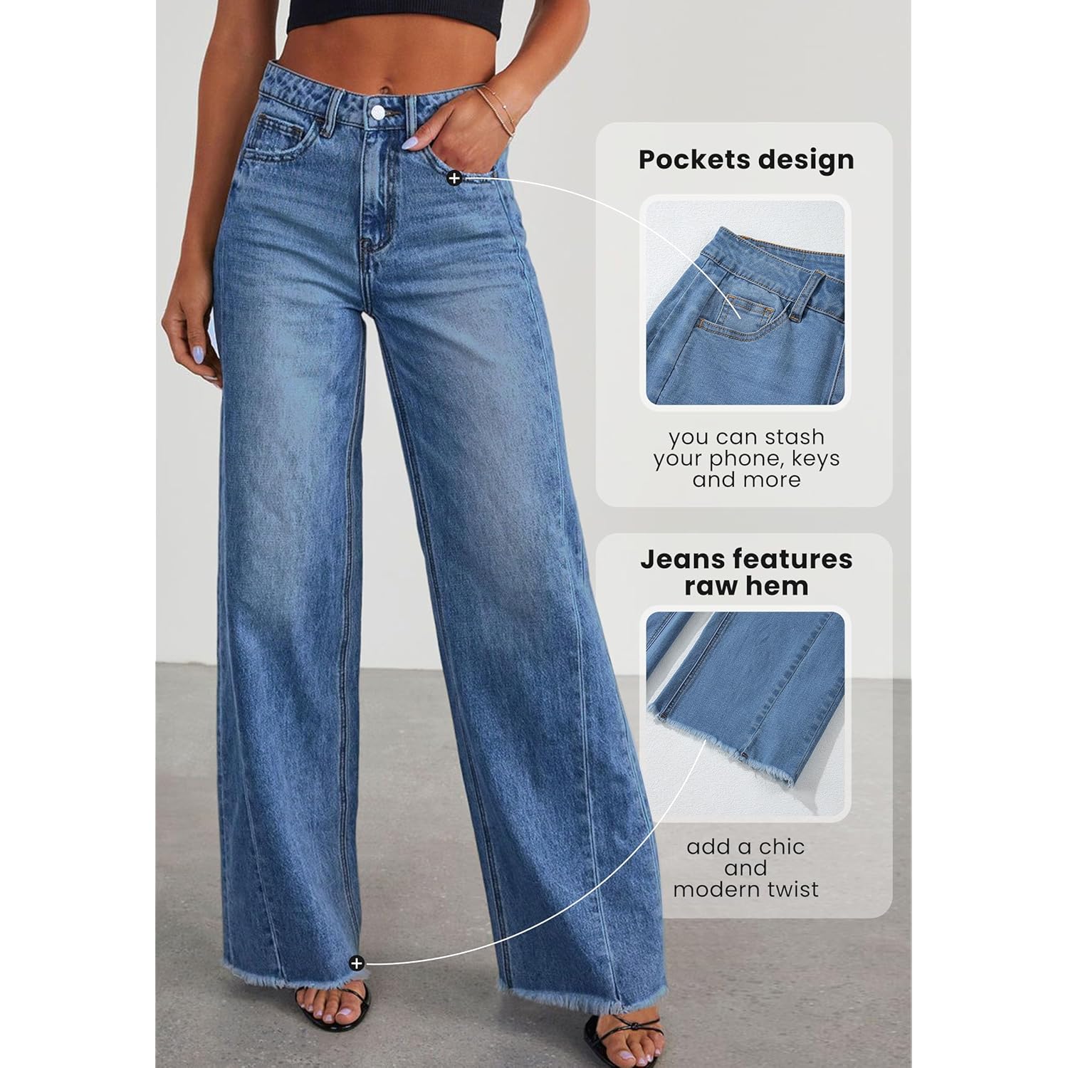 PRETTYGARDEN wide leg jeans for Dames Trendy 2025 - Image 2