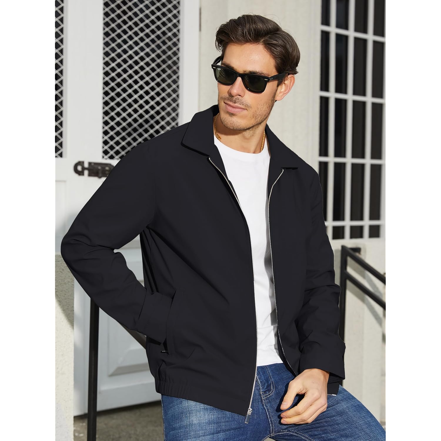 TACVASEN Heren lichtgewicht Windbreaker Full rits Up Laydown - Image 4