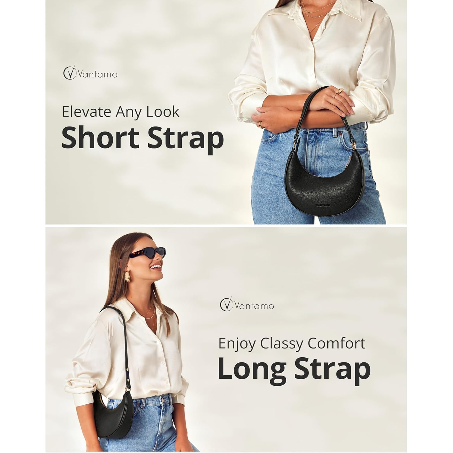 Vantamo Crescent Bags For Dames with RFID Protection, - Image 3