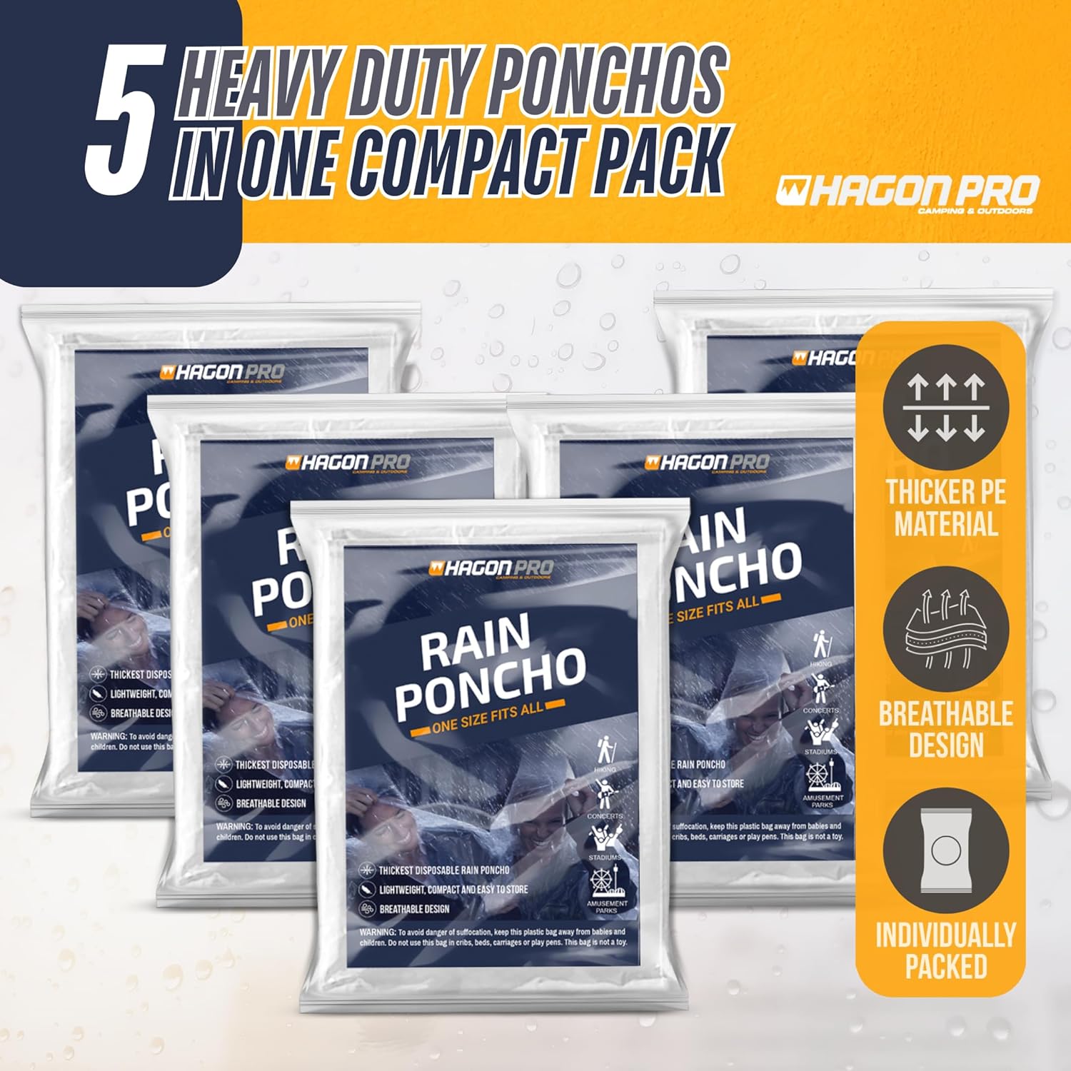 Hagon PRO Disposable regen Ponchos for Adults (5 - Image 2
