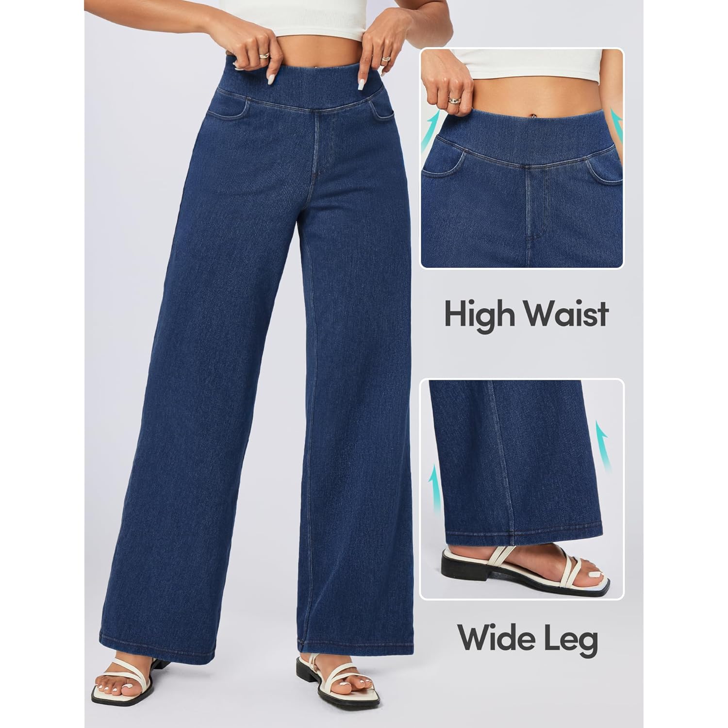 IUGA wide leg jeans Woman high-waist Pull On - Image 4