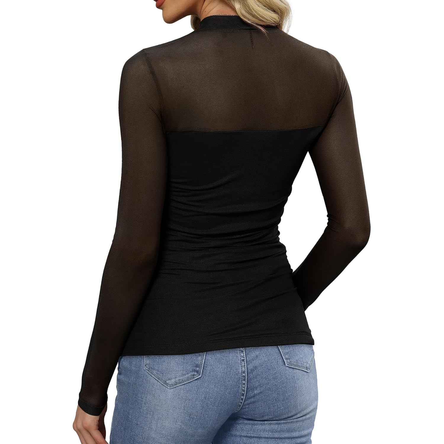 Dames Sexy Mesh lange mouw shirt Fashion Clothing - Image 5