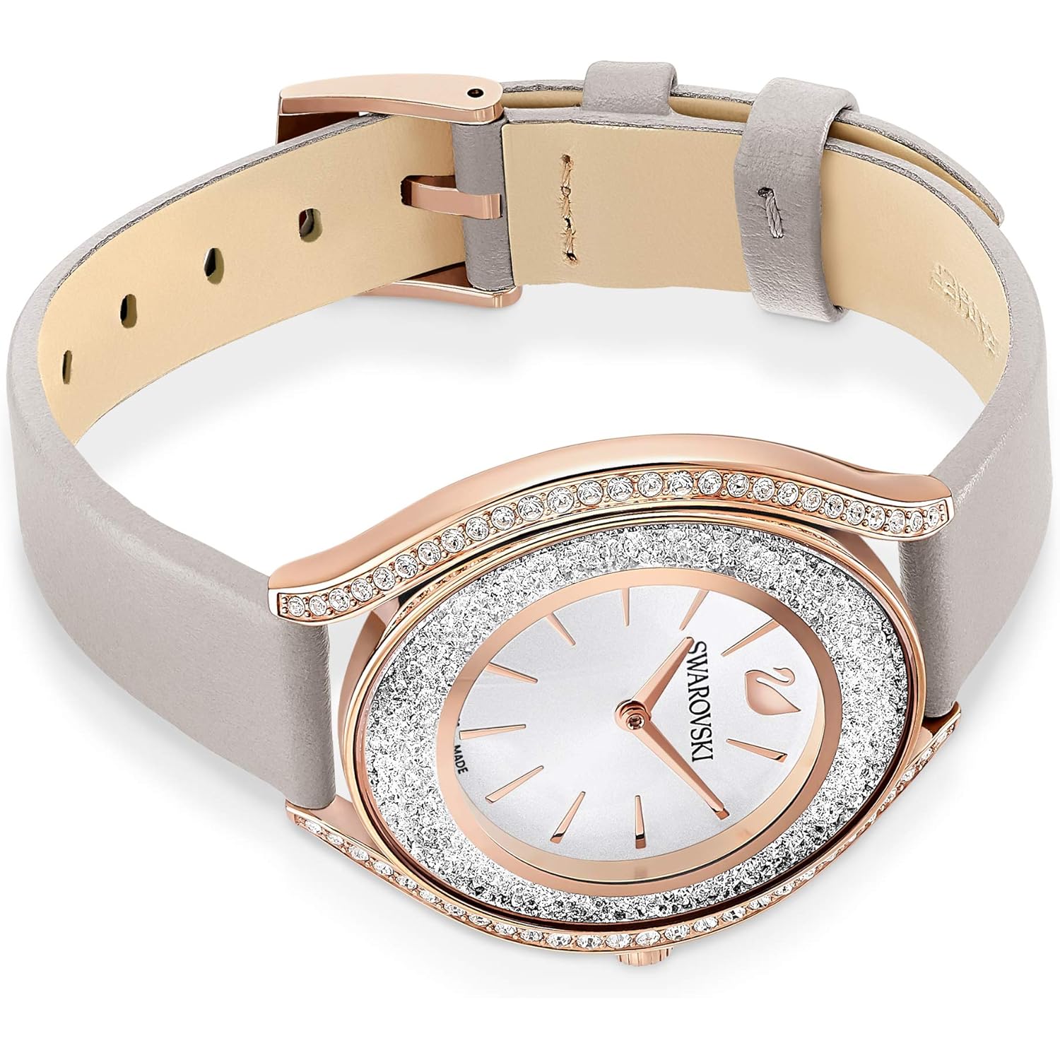 Swarovski Crystalline Aura horloge, Taupe leer band, Rose-goud - Image 2