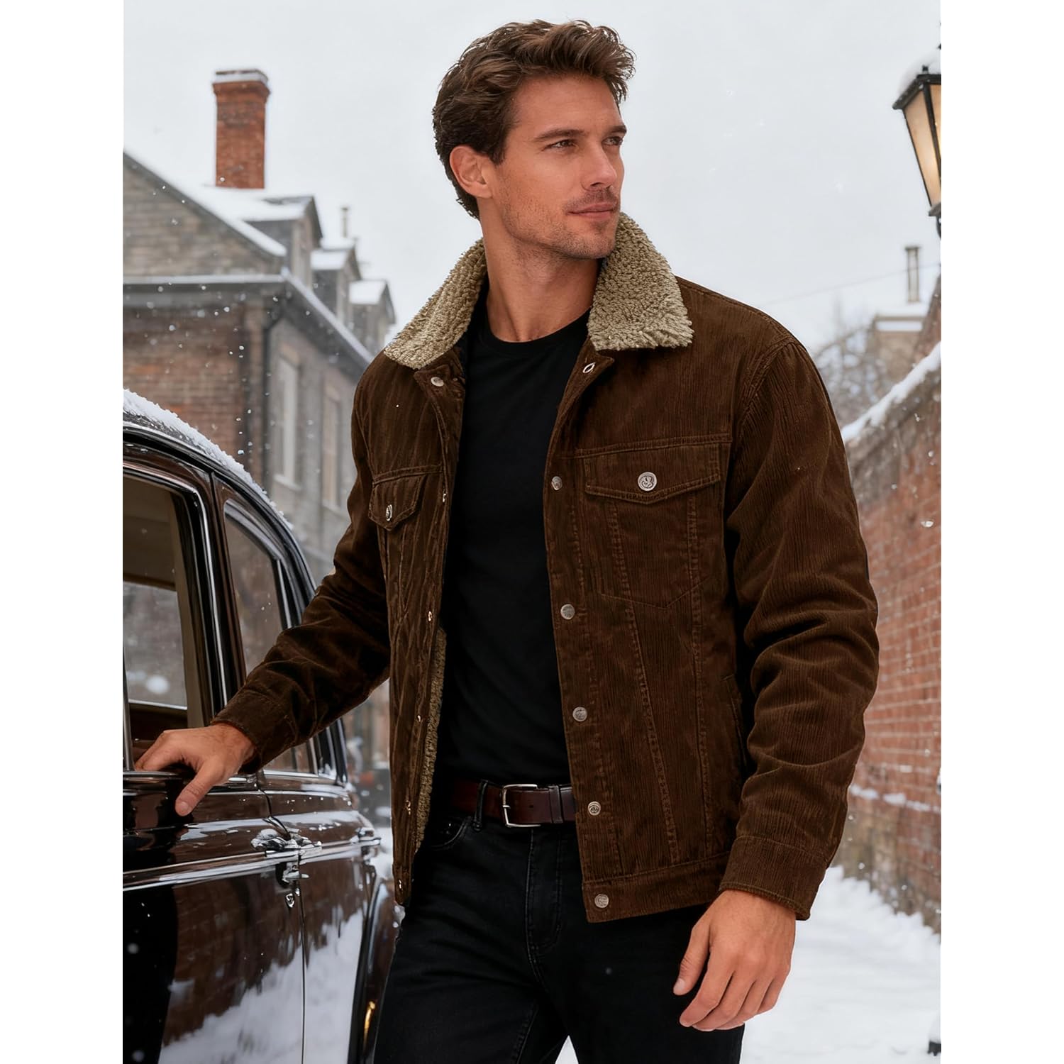 MAGCOMSEN Heren Corduroy jas Winter Sherpa gevoerd Warm - Image 4