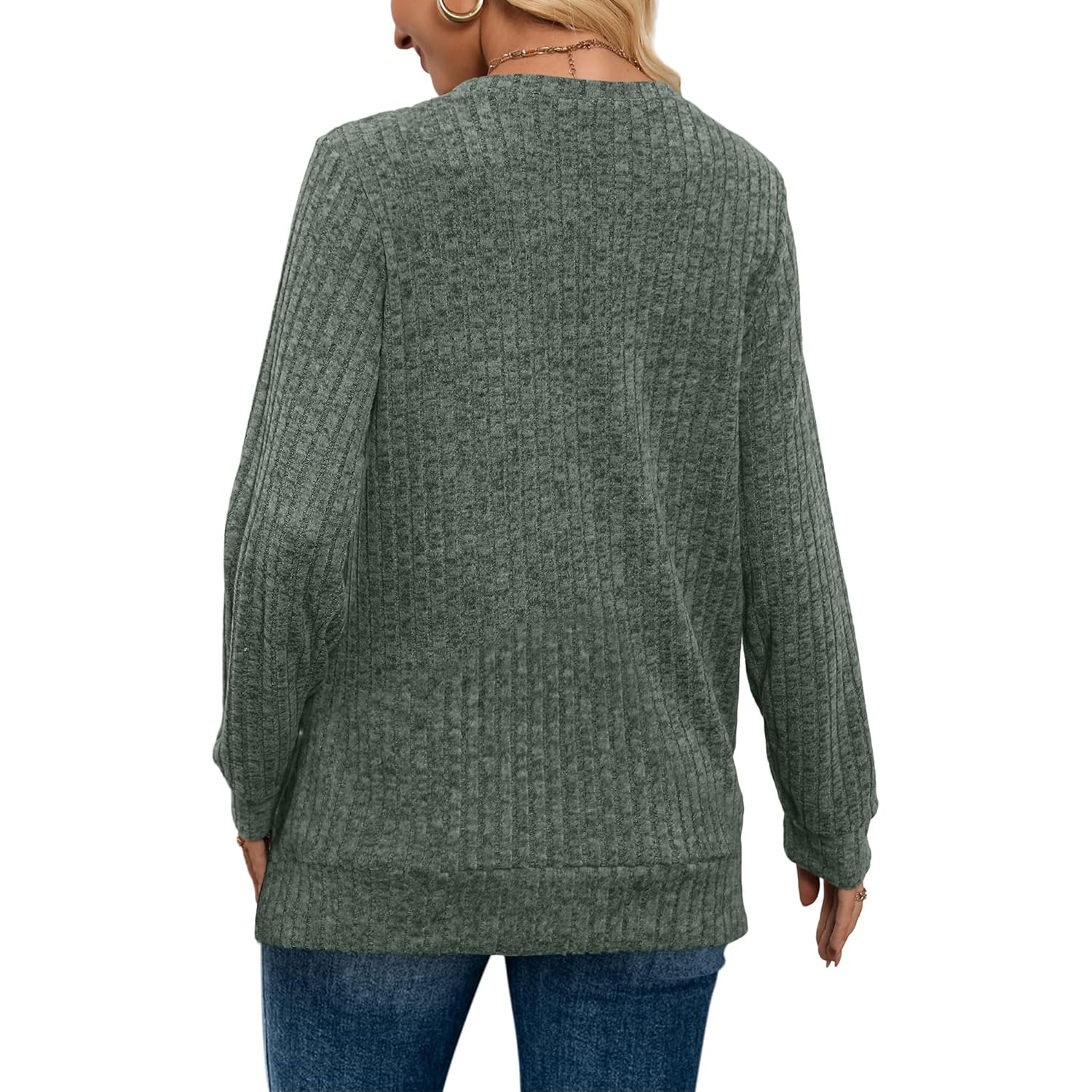 Sampeel V Neck lange mouw shirt for Dames - Image 5