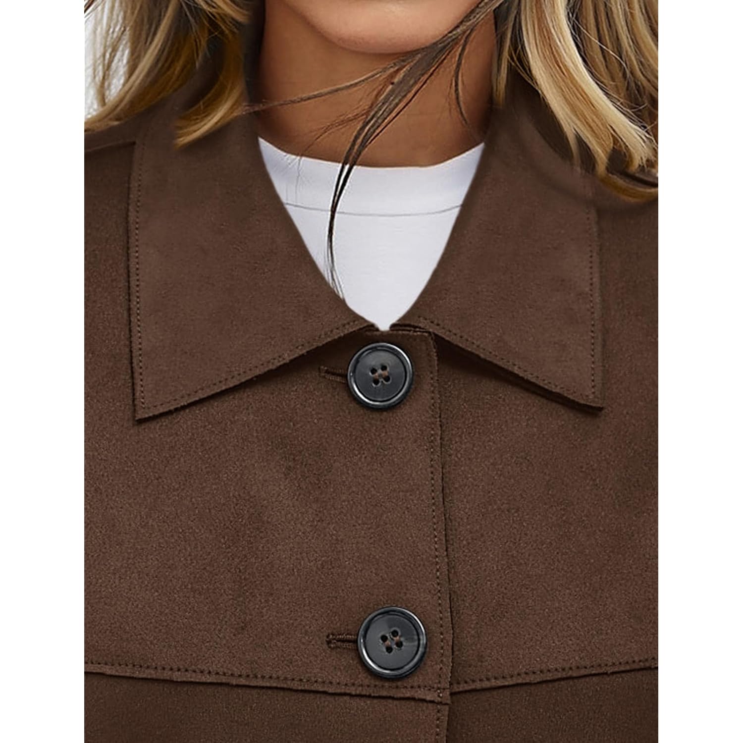 PRETTYGARDEN Dames Faux Suede Cropped jas Casual lichtgewicht - Image 5