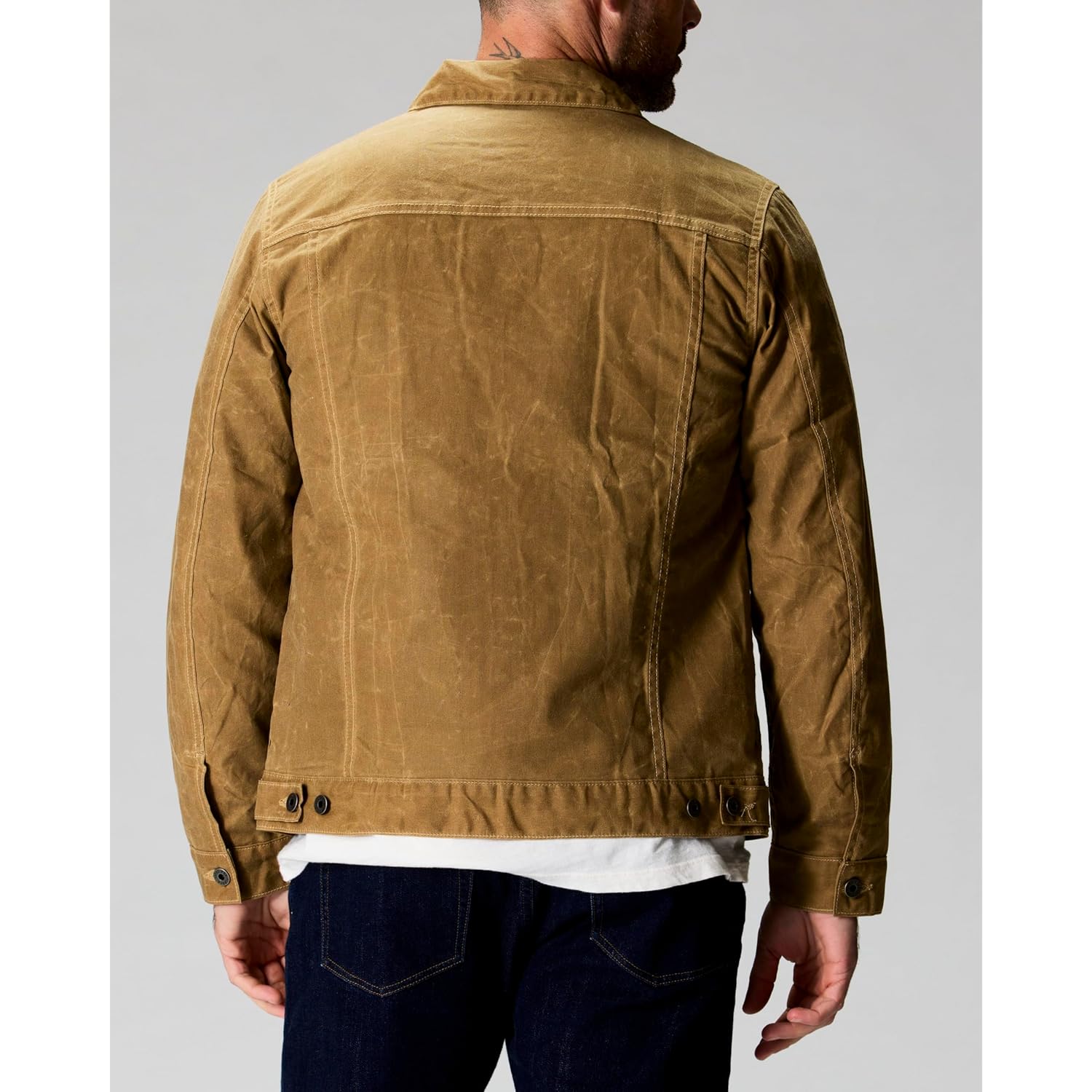 Huckberry Flint and Tinder Heren Flannel-gevoerd Waxed Trucker - Image 6