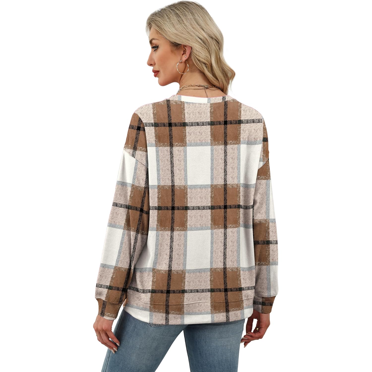 RUMIA Dames Crew Neck sweatshirt Loose pullover Long - Image 5