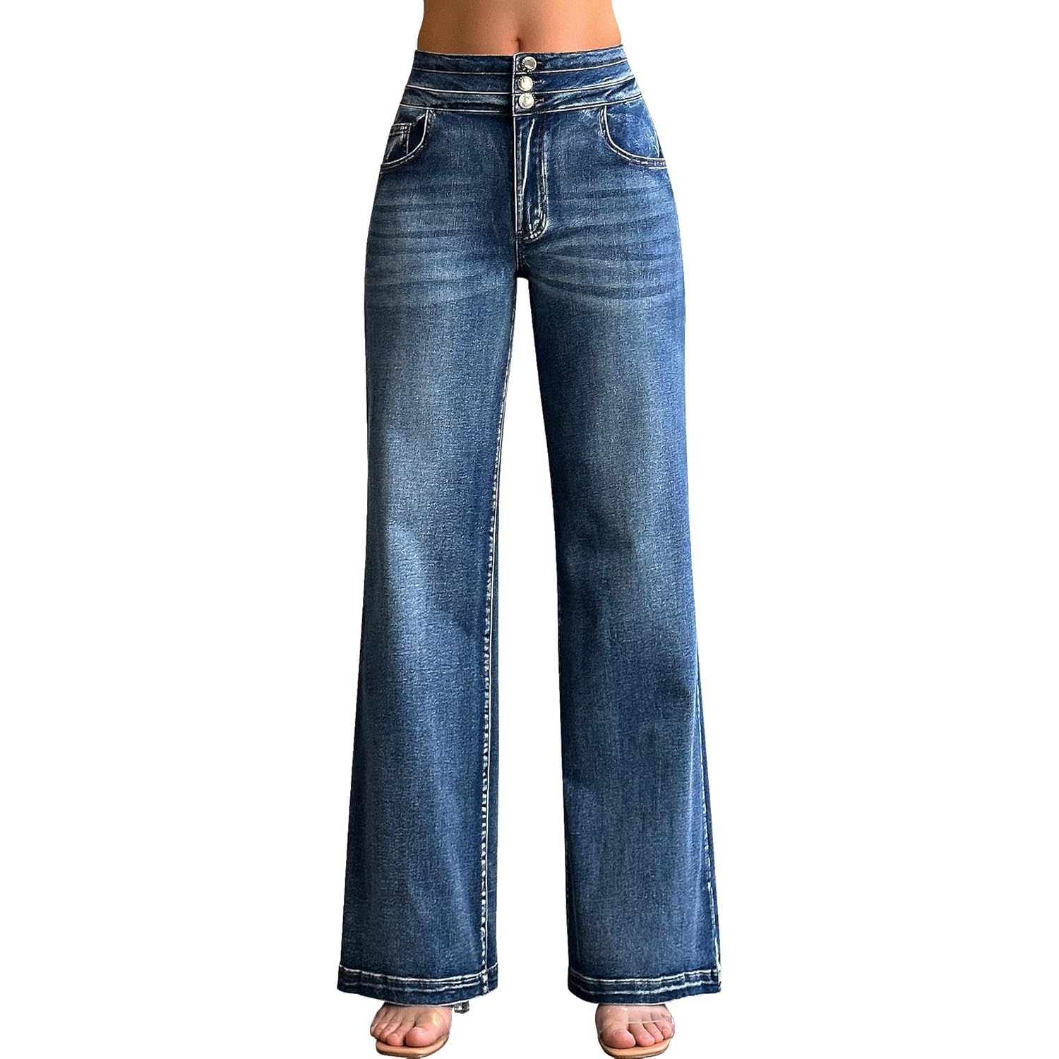 Roswear Dames wide leg jeans Casual high-waist stretch - Image 2