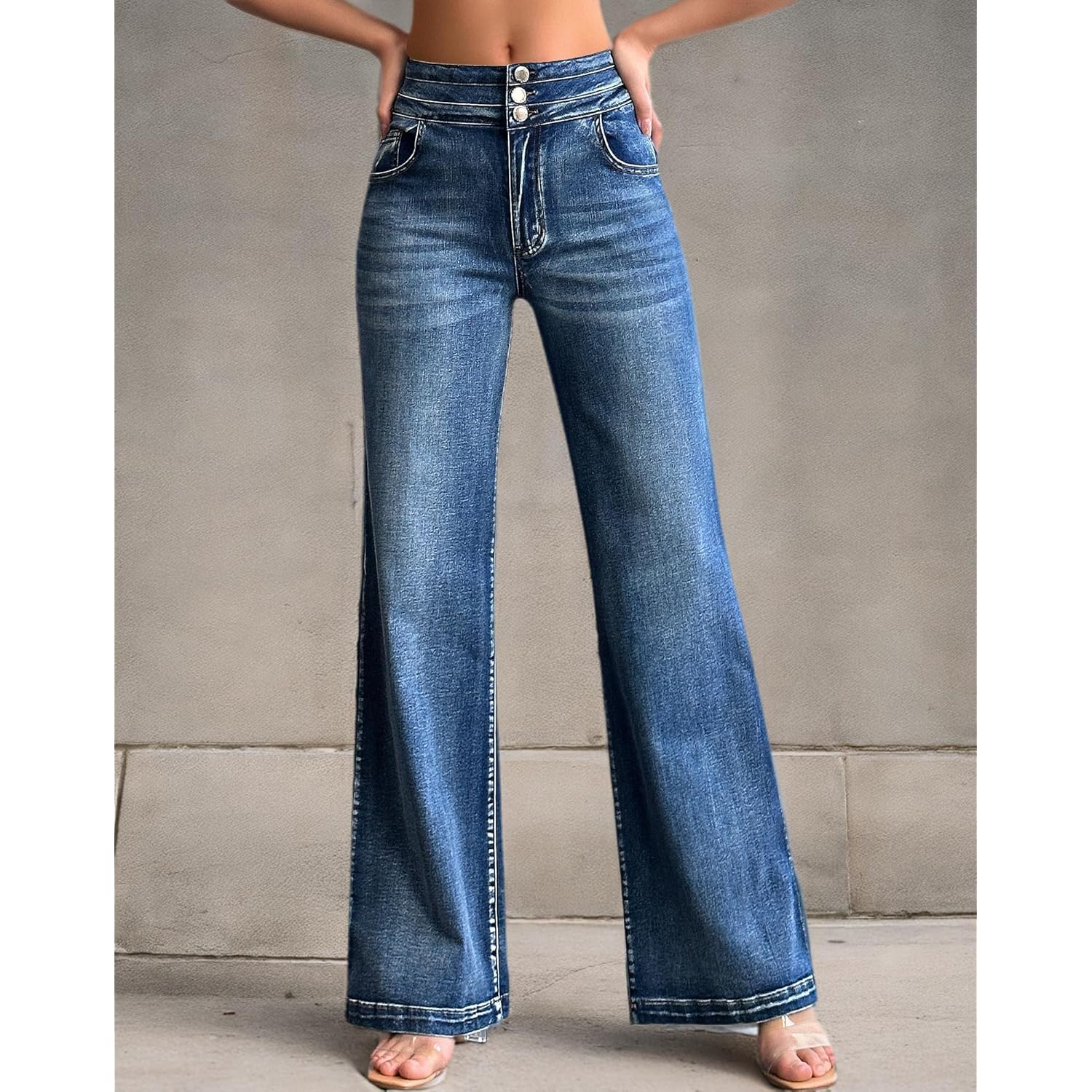 Roswear Dames wide leg jeans Casual high-waist stretch - Image 9