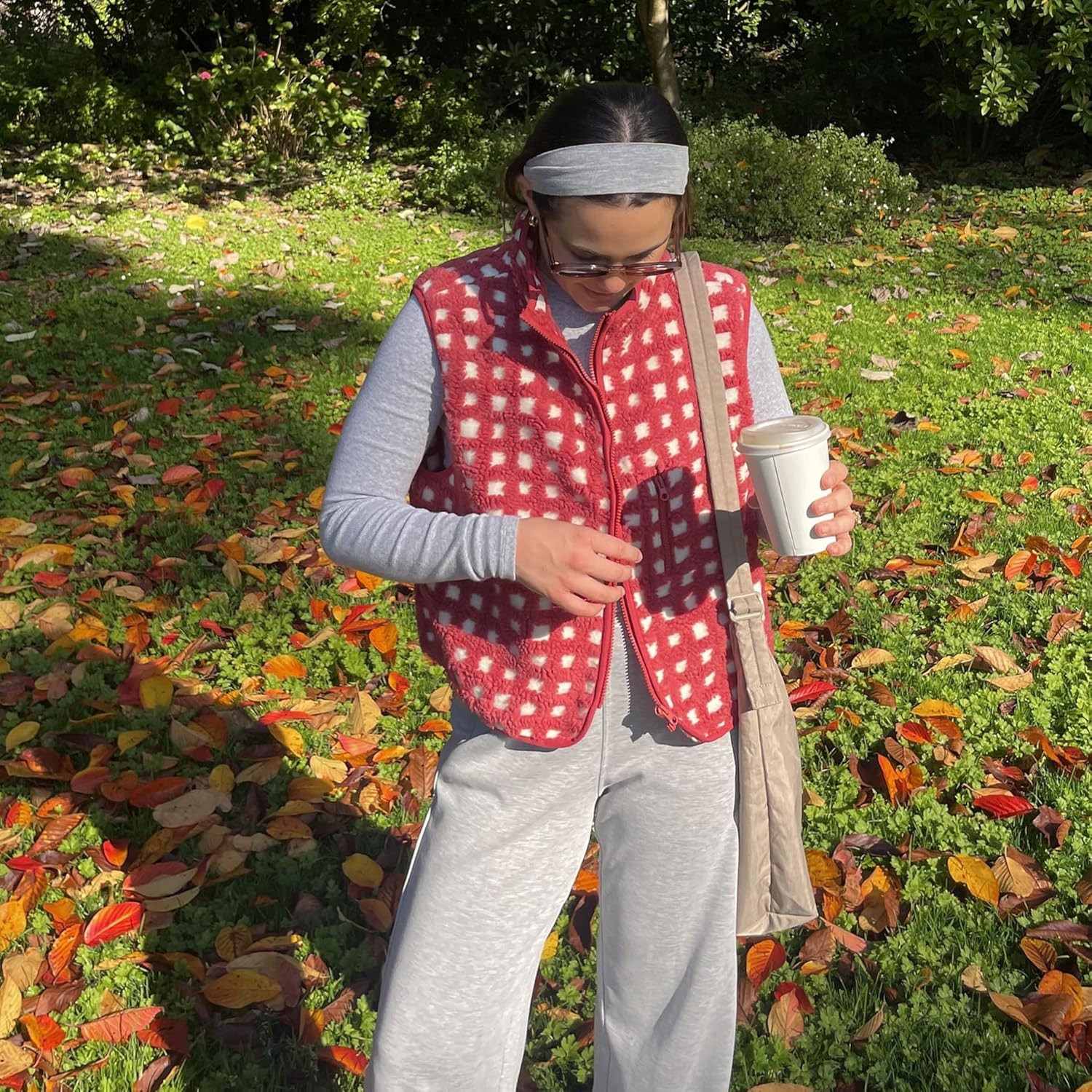 Dames Checkered Sherpa bodywarmer Sleeveless Winter fleece jas - Image 3