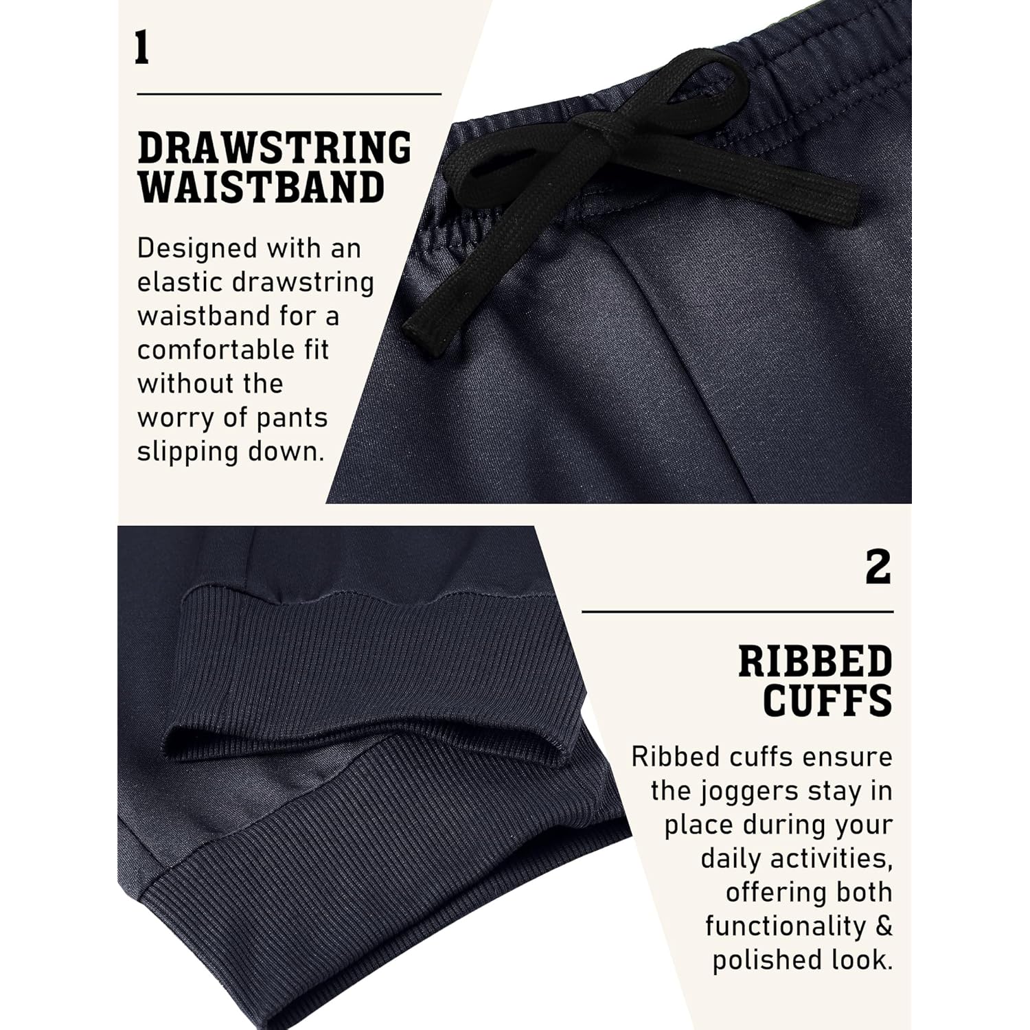 COOFANDY Heren jogger trekkoord jogger sweatpants with Zipper - Image 4