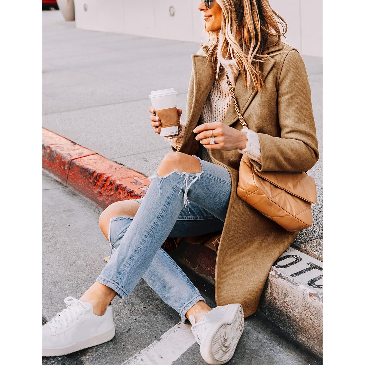 Hooever Dames Winter wol mantel Casual Notch Lapel - Image 3