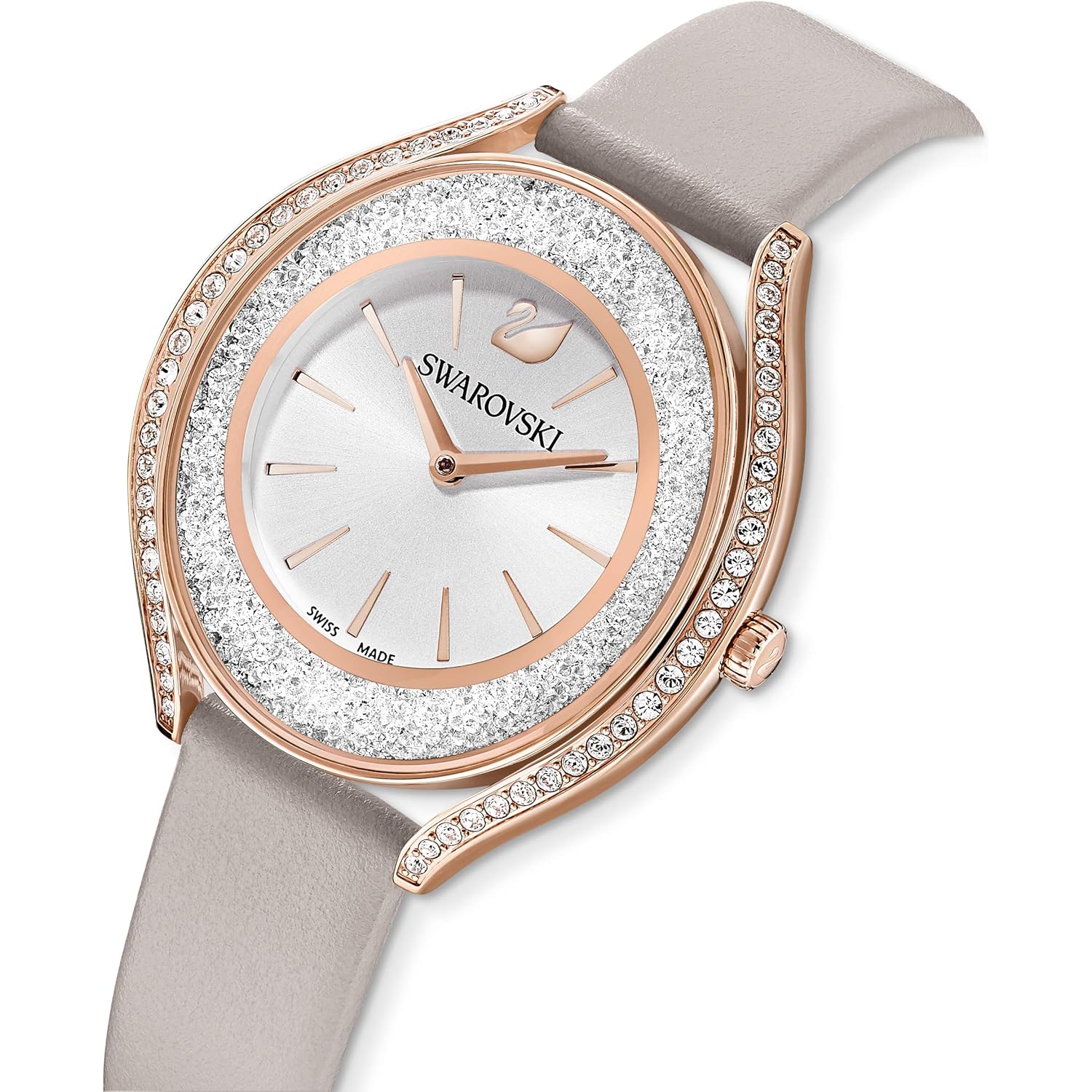 Swarovski Crystalline Aura horloge, Taupe leer band, Rose-goud - Image 3