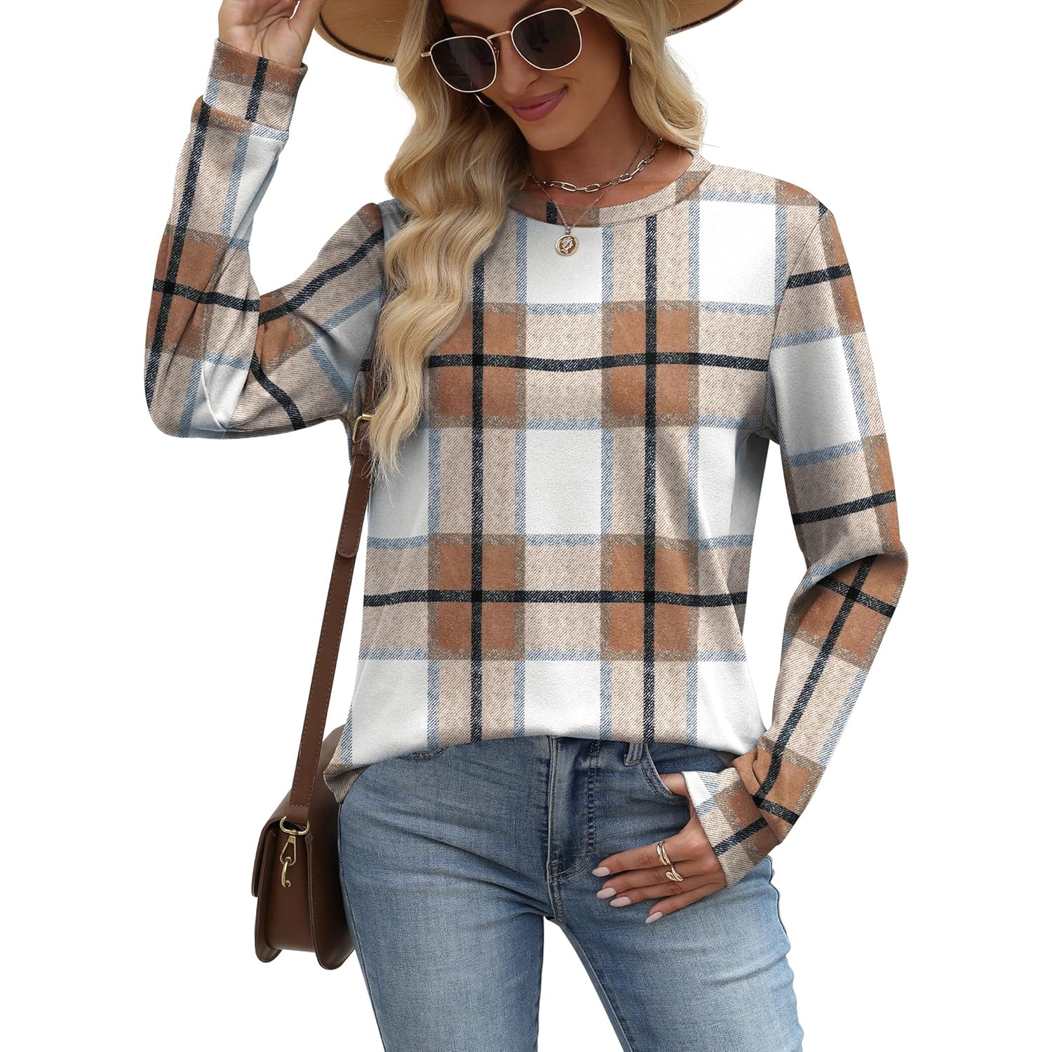 WIHOLL sweatshirt for Dames Crewneck Long Sleeve Shirts - Image 3