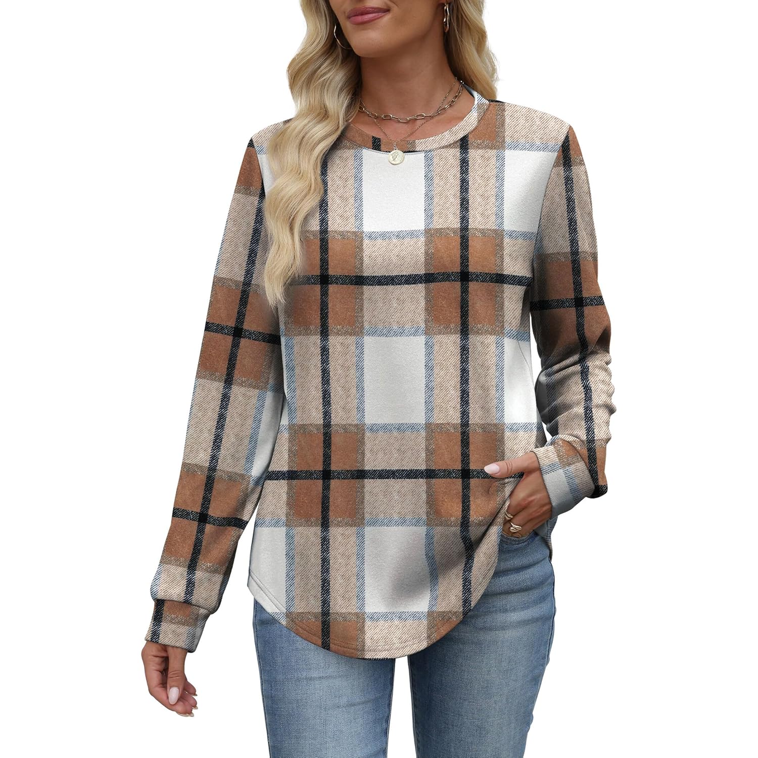 WIHOLL sweatshirt for Dames Crewneck Long Sleeve Shirts - Image 2