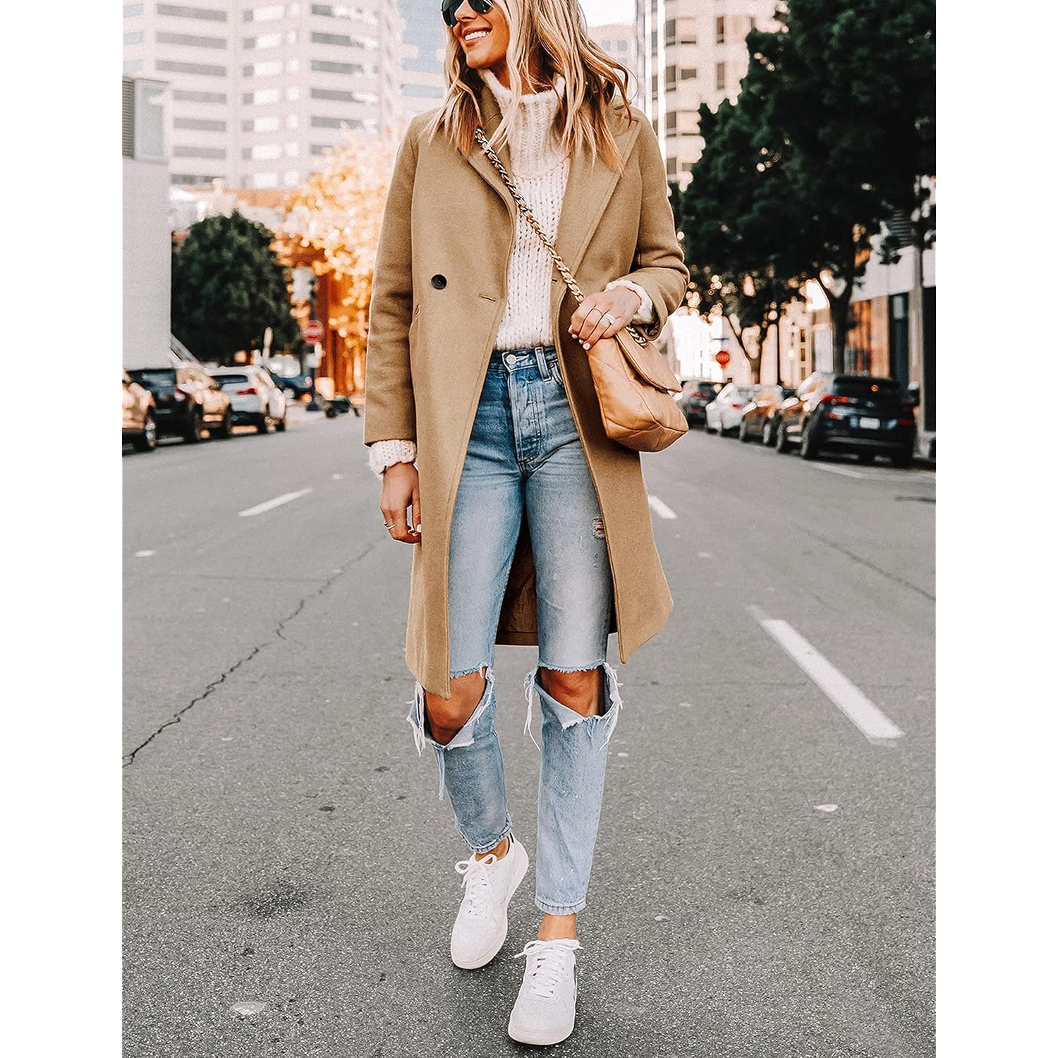 Hooever Dames Winter wol mantel Casual Notch Lapel - Image 2